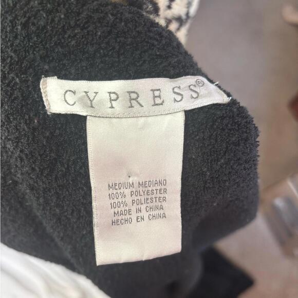 VTG Oversized Black Fuzzy Faux Leopard Fur Button Up Duster Women’s Size M - Picture 7 of 10